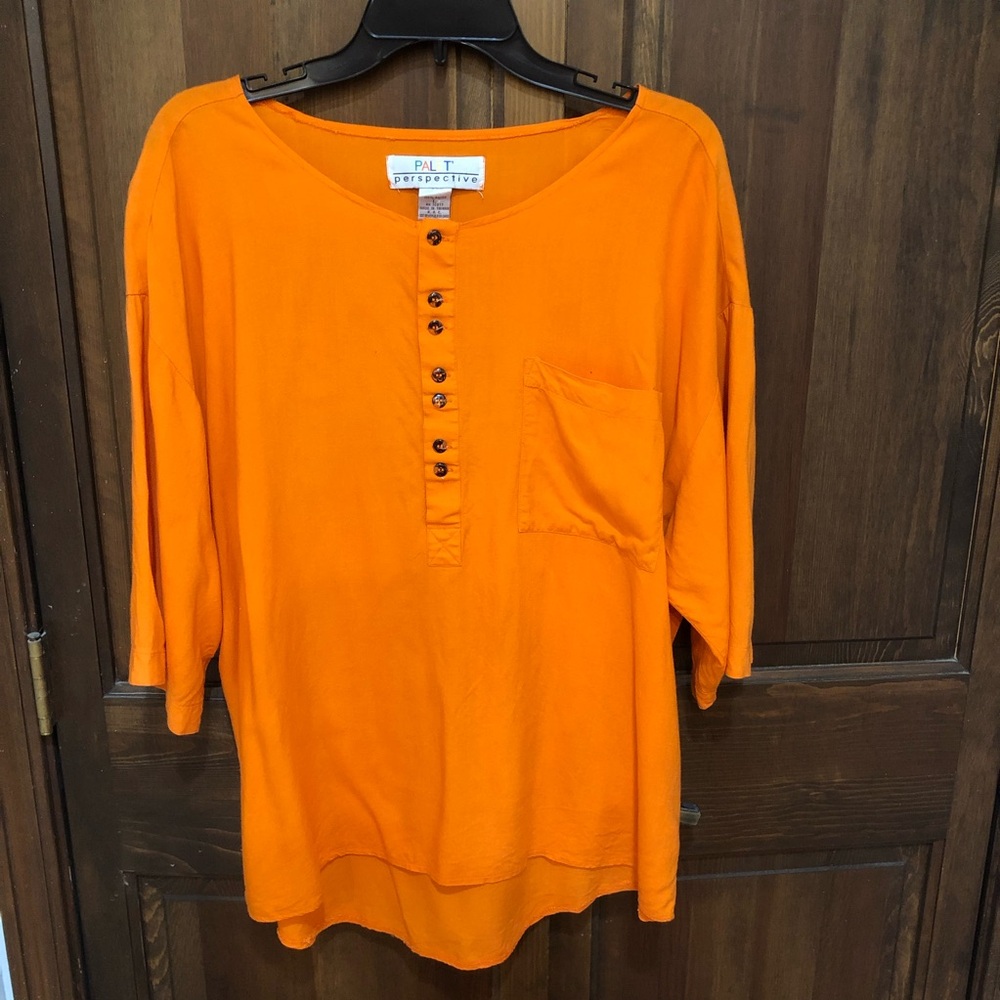 Orange Boxy 3/4 Sleeve Polo shirt large